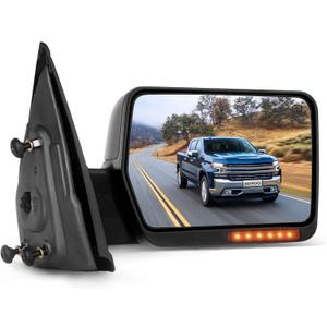 SCITOO Towing Mirror Passenger Side fit for Ford Chrome Automotive Exterior Mirror fit 2004-2014 for F-150 with Amber Turn Signal and Puddle Lights Power Control Heated and Manual Folding Features