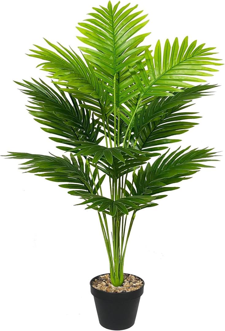 Artificial Plant in Pot Fake Tree Trunks Leaves Faux Potted for Indoor Outdoor Modern Decoration Home Office Living Room Bedroom Balcony Housewarming Gift (80cm Tall Palm)
