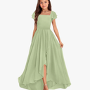 Chiffon Junior Bridesmaid Dress for Wedding A Line Jr Bridesmaid Dresses Girls' Special Occasion Dresses (Size 160)