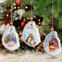 Amyhill 3 Pcs Nativity Scene Oyster Shell Christmas Ornament Natural Flat Oyster Shells Religious Ornament with Jute Rope for Home Hanging Decor, DIY and Crafts Tree Home Office Gift