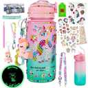 Glow in The Dark Decorate Your Own Water Bottle Kit,Unicorn Toy Gift for 4-6-8-10-12 Year Old Girl,Craft Toy for Age 3 4 5 6 7 8 9 10 Girl,Kid Teen Water Bottle Sticker for School Christmas Birthday