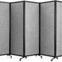 Upgrade Version Room Partition and Divider, Freestanding Rolling Dividers with Wheels,Office Privacy Screen Divider Wall,Classroom Felt Dividers,10'6"L* 6'7"H,5 Panel,Light Grey