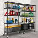 Wire Shelving with Wheels Metal Garage Storage Shelves Rack Unit NSF 5 Tier Heavy Duty Steel Utility Rolling Shelve Adjustable Industrial Sturdy Shelving for Kitchen Garage Pantry Bathroom Laundry