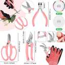 207 Pcs Flower Arrangement Supplies Florist Garden Tool Gift Kit for Women Mother's Day Include Pink Tool Bag Thorn Remover Rose Stripper Outdoor Hand Tools Stem Pruning Shear Gloves Stem Wire Etc