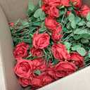 Hotop 120 Pcs Roses Artificial Flowers in Bulk,Long Stem Artificial Flower Bouquet,Silk Real Touch Fake Rose for Wedding Party Table Centerpieces Decor Valentines Gifts(Red)