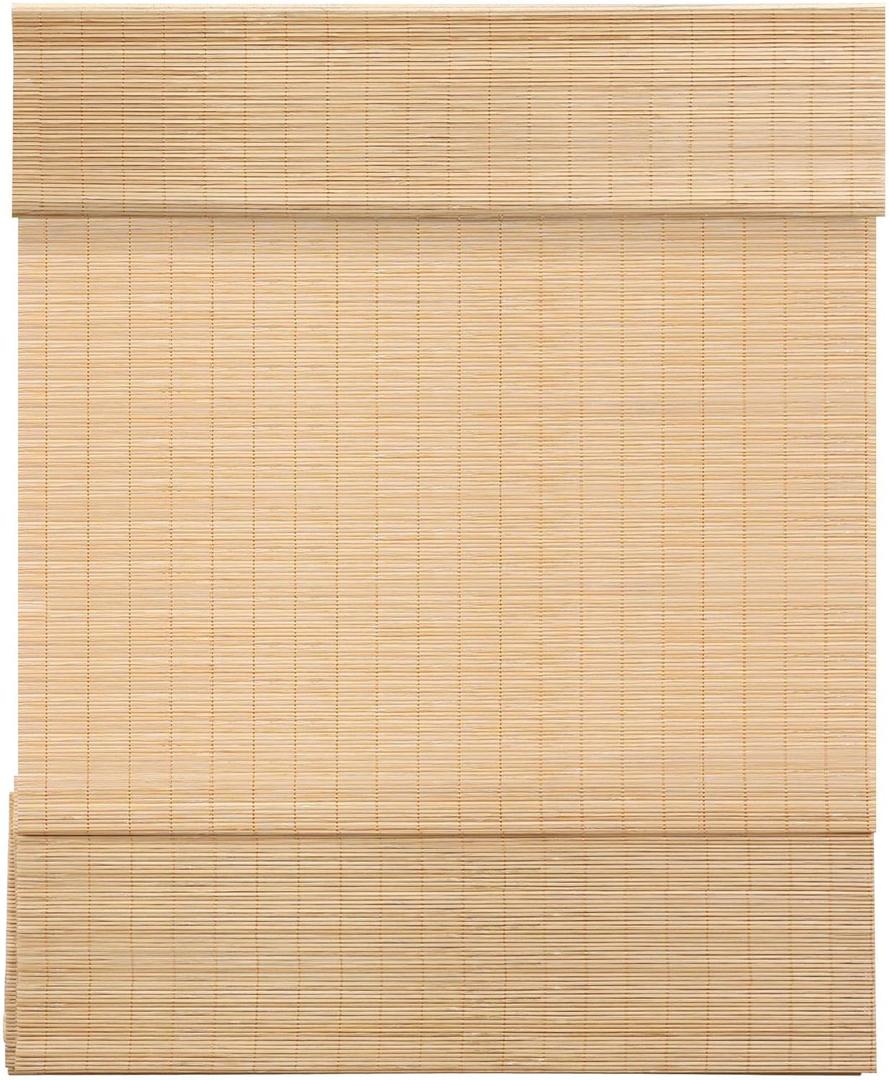 LazBlinds Cordless Bamboo Roman Shades, Light Filtering Window Treatment, Roll Up Bamboo Blinds for Windows, 35'' W x 60'' H