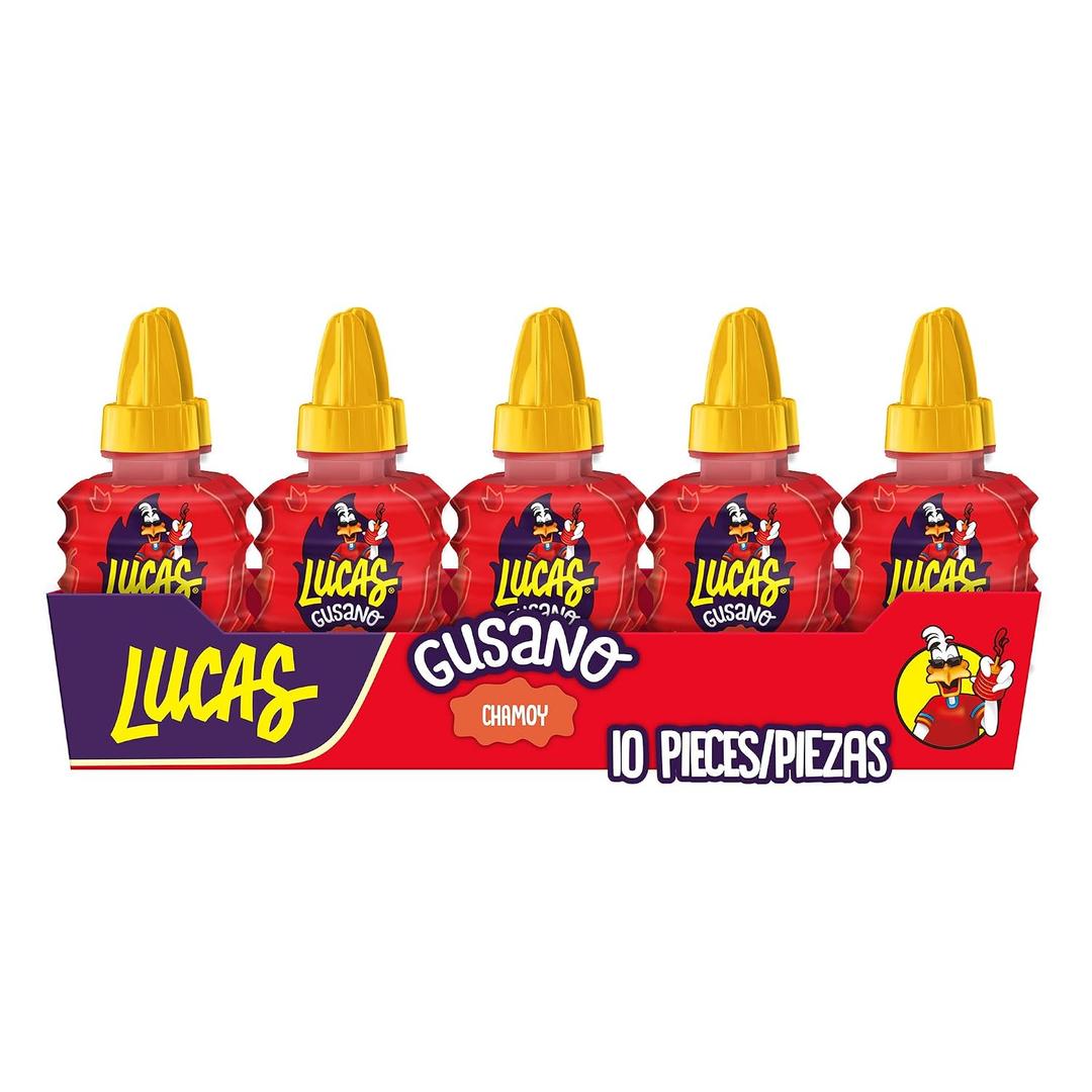 Lucas Chamoy Flavored Hot Liquid Candy, Gusano, 10 Pieces, 1.26 Ounces (Pack Of 10) (EXP 08/20/26)