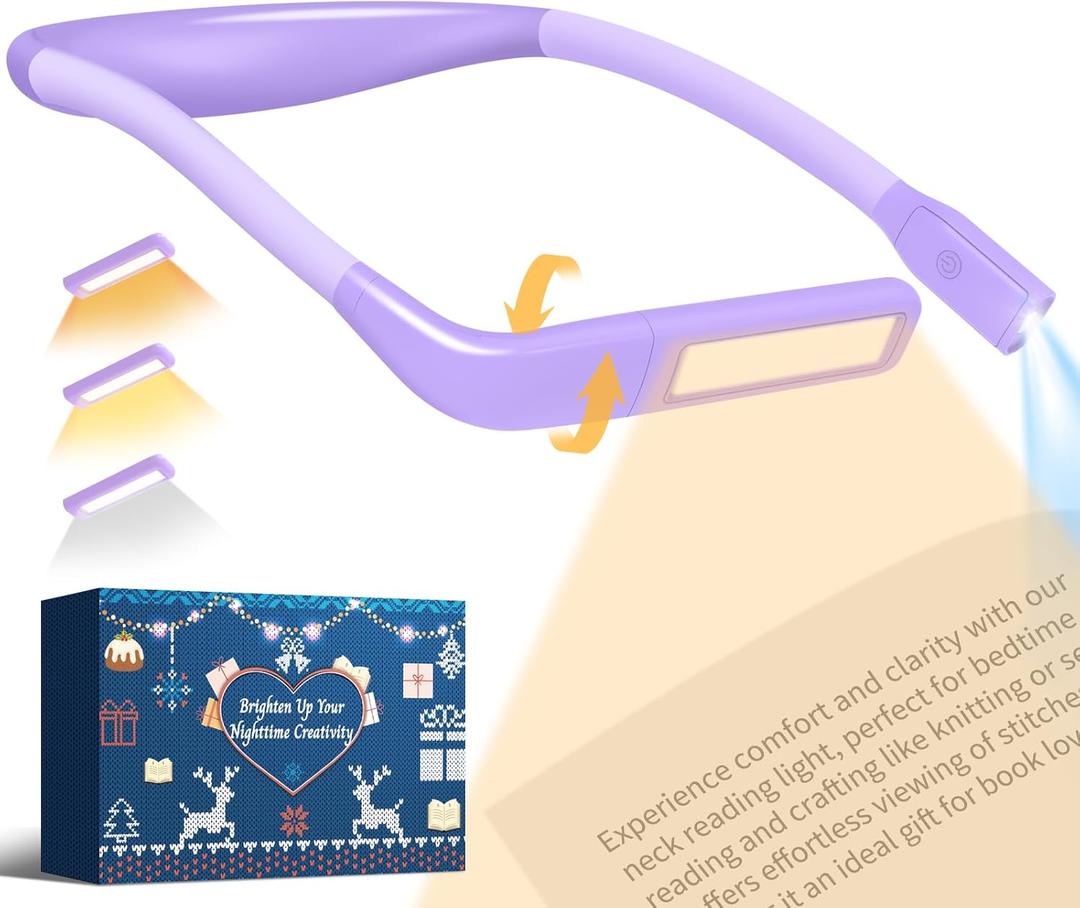 Purple Neck Reading Lights for Books in Bed, Mothers Day Gifts for Mom Daughter Grandma Mothers Day Gift Teen Girls Readers Book Accessories Craft Knitting Gifts for Grandma Sewing Crochet Supplies