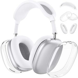 Silicone Case Cover for AirPods Max, MOLOPPO Clear Soft TPU Ear Cups Cover/ Ear Pad Case Cover/ Headband Cover for AirPods Max, Transparent Accessories Silicone Protector for Apple AirPods Max, B-White