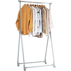 Tangkula Extendable Garment Rack, Heavy Duty Foldable Clothes Rack with Adjustable Hanging Rod, Rolling Clothes Hanger for Home Office (Silver)