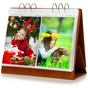 ZEEYUAN Double-Side Displaying 4x6 Flip Photo Album on Stand Vertical Family Photo Album