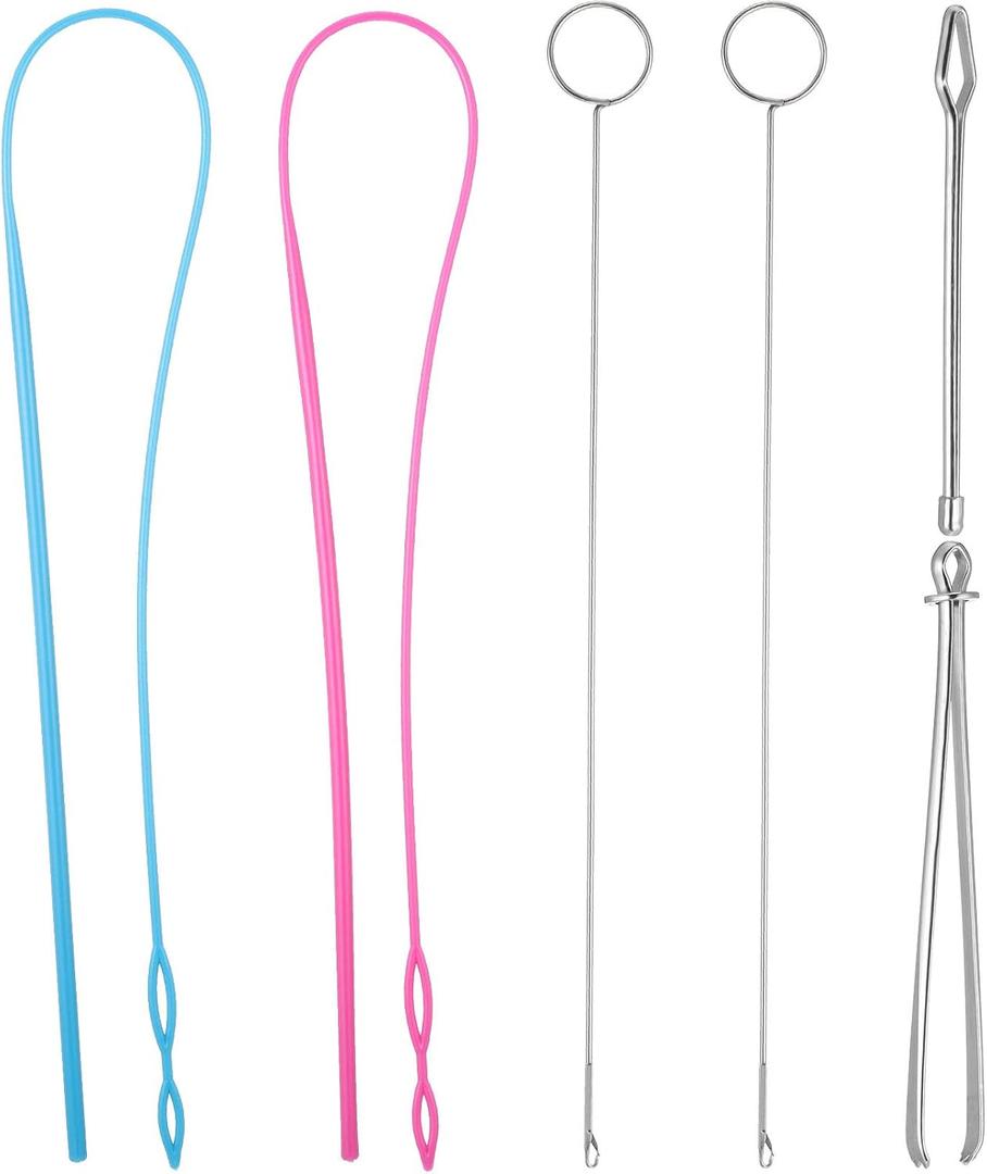 WILLBOND 6 Pcs Flexible Drawstring Threader Tool Sewing Loop Kit, Loop Turner Easy Threader Hoodie String Replacement Metal Tweezers Drawstring Puller Tool for Fabric Belt DIY Knitting Accessories