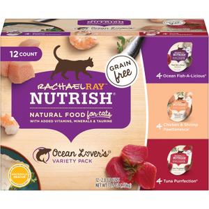 Rachael Ray Nutrish Natural Wet Cat Food, Ocean Lovers Variety Pack, 2.8 Ounce Cup (Pack of 12), Grain Free, BB July  19/2026