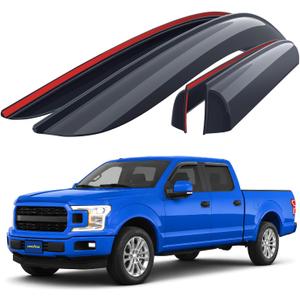 Goodyear Shatterproof Side Window Deflectors for Trucks Ford F150 2015-2026 SuperCrew, Vent Visor, Truck Accessories, Tape-on Rain Guards, Window Visors, Vent Deflector, 4 pcs - GY003282