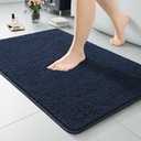 LOCHAS Luxury Bathroom Rug Shaggy Bath Mat 24 x 36 Inch, Washable Non Slip Bath Rugs for Bathroom Shower, Soft Plush Chenille Absorbent Carpets Mats, Navy