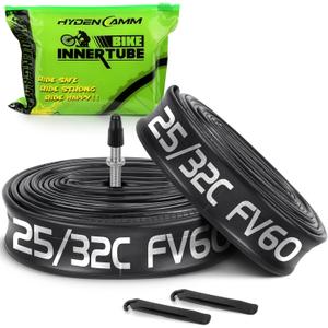 2 Pack 700x25C-32C FV42/AV48/FV60mm 700c Bike Tube, Butyl 700C Road Bike Tube with 2 Tire Levers, 700c Bicycle Inner Tube Compatible with 700 x 25C 700x26C 700x28C 700x32C Inner Tube