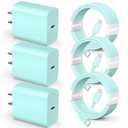 Compatible with iPhone, 3Pack 10ft USB C to ightning Cable Quick Phone Charger Cord for Phone 14/ 13/ 12/ 12 Pro Max/ 11/ Xs Max/ XR/ X, AirPods Pro and More, Blue