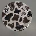 BLUE PANDA 48 Pack Cow Print Paper Plates (9 Inch) for Barnyard Birthday, Farm Animal Party - Cow Baby Shower Supplies (Brown Foil Print)