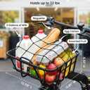 ANZOME Electric Scooter Basket & Bike Handlebar Bag Stable Metal Wire Carrier with Cargo Net & Rainproof Cover Front/Rear Rack Attachment for Commuting, Groceries, & Pet Transport (Black), Medium
