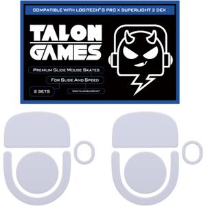 2Sets of TALONGAMES Rounded Curved Edges Mouse Feet Skates Compatible with Logitech G PRO X Superlight 2 DEX Wireless Gaming Mouse Feet Replacement,0.8mm,Pure PTFE Material Super Smooth Glide Pads