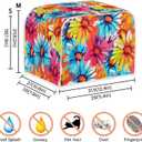 Colorful Flower Bushes Toaster Cover 2|4 Slice, Cartoon Daisy Dahlia Kitchen Small Appliance Cover Watercolor Pastoral Style Dust and Fingerprint Protection, Machine Washable -S