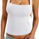 Womens Padded Tank Tops Double Lined Built in Bra Sleeveless Top Square Neck Slim Fitted Summer T Shirts 2025 (Small)