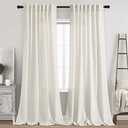 Cream Linen Back Tab Curtains 94 Inch Length for Living Room 2 Panel Set Neutral Modern Farmhouse Window Curtain Privacy Semi Sheer Linen Drapes Rustic Pinch Pleated Look Curtain Natural Ivory