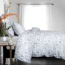 King Size Floral Comforter Set 3 Pieces Soft Chic Garden Style Blue Print Lightweight Botanical Flower Comforter Set for All Seasons 1 Comforter and 2 Pillowcases