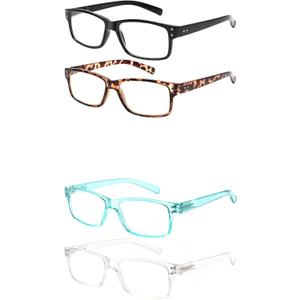 NORPERWIS Reading Glasses 4 Pairs Quality Readers Spring Hinge Glasses for Reading for Men and Women (4 Pack Mix Color, 0.50)