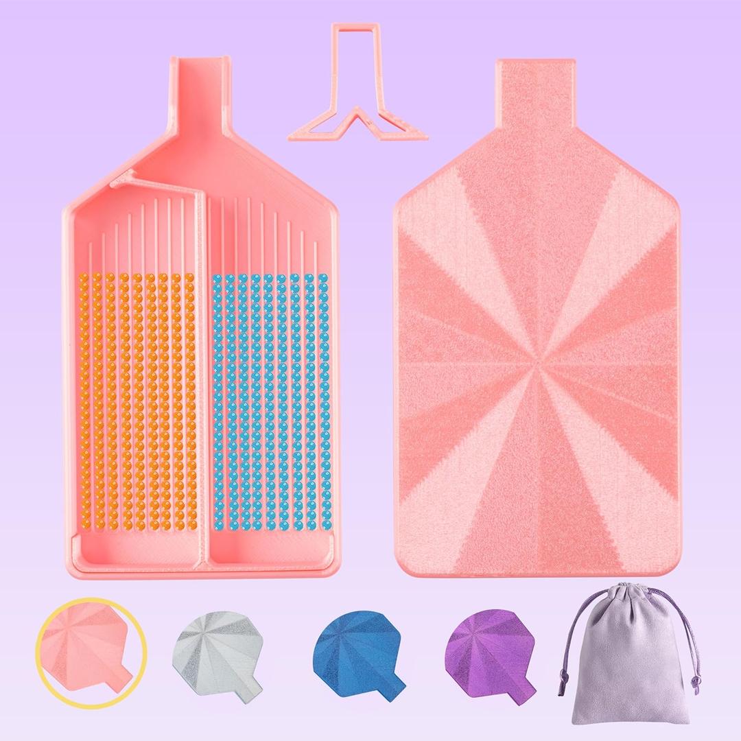 Diamond Art Trays with Lids, Multi-Color Partitioned Diamond Painting Tray, Suitable for 9D Diamond Dots, Silky Rose