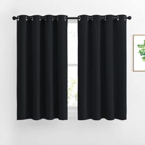 NICETOWN Window Curtains Blackout Drapes - Black Energy Saving Blackout Draperies for Bedroom/Living Room (2 Panels, 52 inches Wide by 45 inches Long) NICETOWN Window Curtains Blackout Drapes - Black Energy Saving Blackout Draperies for Bedroom/Living Room (2 Panels, 52 inches Wide by 45 inches Long)