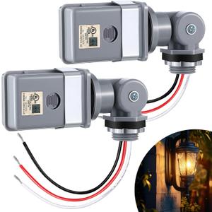 2 Pack Photocell Sensor for Outdoor Lights, 120VAC 50/60 Hz Photocell IP54 Waterproof, Swivel Mount Photocell, Dusk to Dawn Sensor Photoelectric Switch for Back Yard Lightening