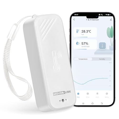 GEEVON-LINK WiFi Thermometer Hygrometer, Smart Humidity Temperature Sensor with App Notification Alert, Free Data Storage Export, Wireless Remote Monitor for Room Greenhouse Incubator Cellar