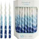 The Dreidel Company Deluxe Twisted Spiral 45 Blue & White Ombre Hanukkah Menorah Candles for All 8 Nights of Chanukah Burn Time 1-Hour
