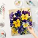 Floral Paint by Numbers Kit for Adults - DIY Purple and Yellow Pansies Painting on Canvas, Acrylic Paint Set, Suitable for Beginners, Art for Home Decoration or Gifts(8X12IN Framed)