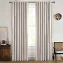 Modern Neutral 90 Inch Blackout Sliding Glass Door Curtains Light and Draft Blocking Curtains & Drapes for Living Room Traverse Ring Top Back Tab Heavy Duty Lined Linen Burg Cottagecore Nursery 2 Pack