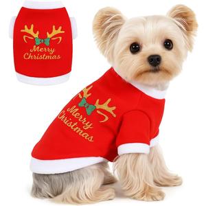 Dog Christmas Outfit,Christmas Dog Clothes Sweater Pajamas,Fleece Dogs Fall Winter Sweater Male Female,Medium