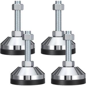 Heavy Duty Leveling Feet, Machine Leveling Feet 2.36" Dia Base, Leg Leveler M12 Thread, 1300 Lb Capacity, Capacity for Machine, Workbench, Cabinet, More (D60 x M12 x H50, 4 Pack, Black)