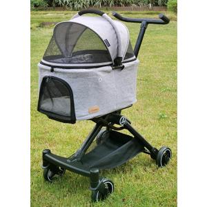 ROODO 2026 Upgraded Version 3 in 1 Dog Cat Stroller with Detachable Carrier Lightweight Folding Portable All Terrain Pet Travel System Puppy Kitty Doggie Bunny Stroller for 30lbs (Light Grey)