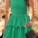 BTFBM Summer Dresses for Women 2025 Tube Strapless Mini Hollow Out Lace Wedding Guest Dress (Green, XL)