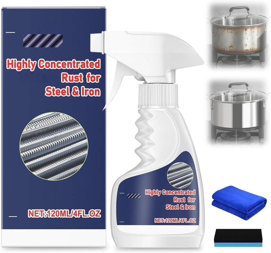 Rust Remover Spray for Metal, Powerful Rust Remover Heavy Duty Metal Cleaner, Multipurpose Rust Stain Remover for Metal, Stainless Steel, Automotive Parts, Fast Acting