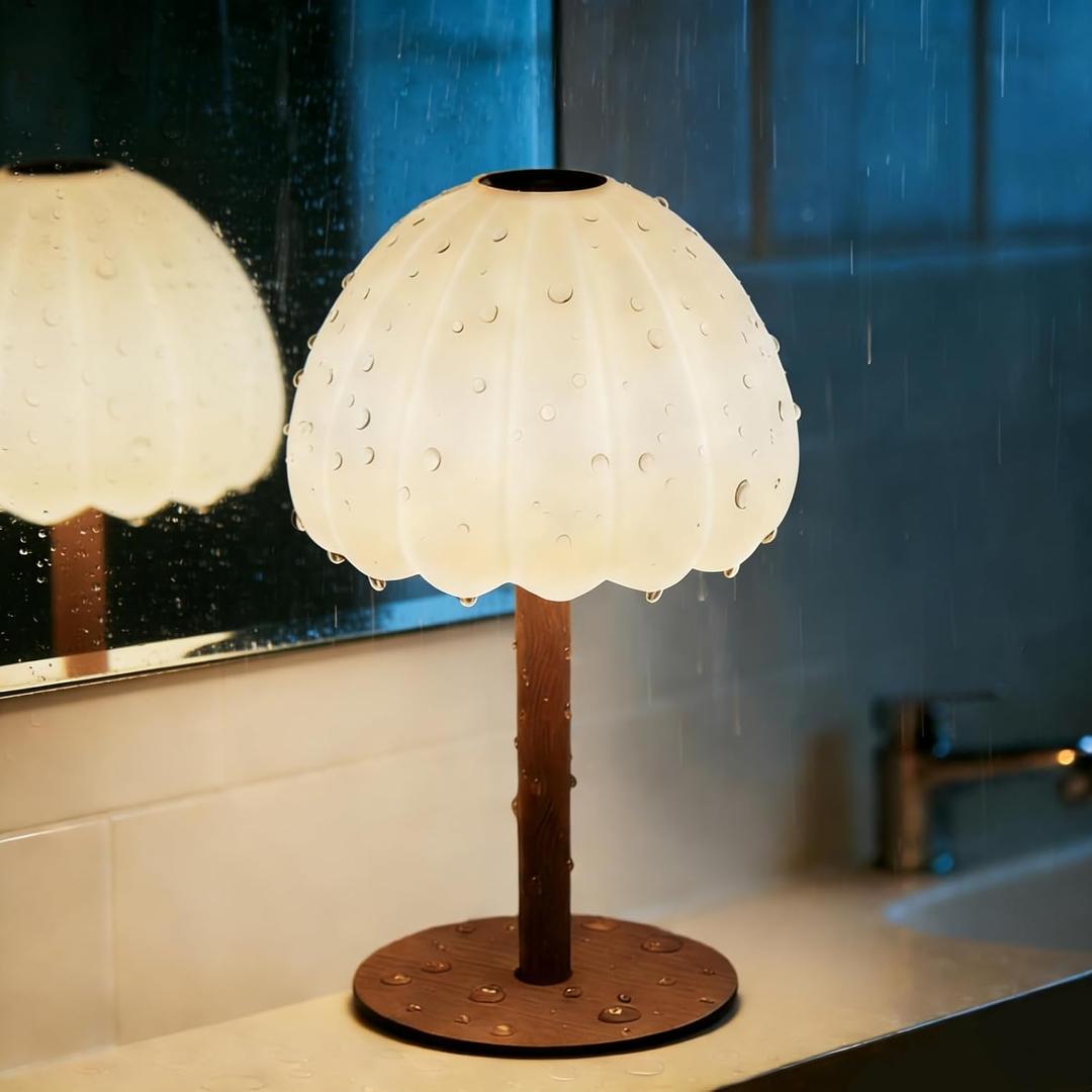 Cordless Waterproof Shower Lamp, IP65 Rechargeable Touch Dimmable Light for Inside Shower, 4500mAh Battery Operated Color Changing Water Proof Table Lamp for Bathroom, Bedroom (Brown)