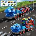 PEADUCK Toddler Car Truck Toys for Kids Ages 3-5, 10-in-1 Dinosaur Carrier Truck with Foldable Track Toys with Spray, Light & Sounds and 9 Dino Cars, Birthday Gift for 3 4 5 6 7 8 Years Old Boys Girls