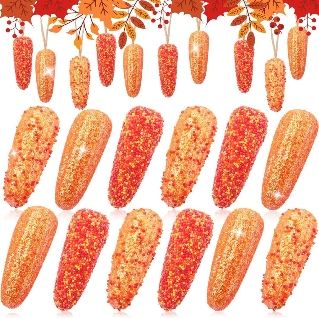 Amyhill 12 Pcs 1.9 x 4.9 Inch Thanksgiving Fake Corn Ornament Artificial Corn for Family Farmhouse Autumn Table Decor Photoshoot Kitchen Party Home, 3 Styles
