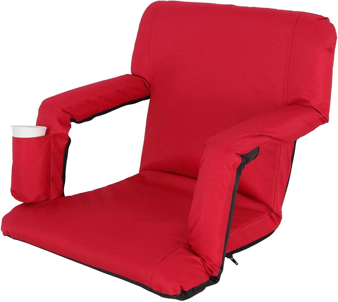 Portable Stadium Seat Chair Portable Stand Chair with Back and Cushion for GrandstandPlaygroundCourt Red (Red)