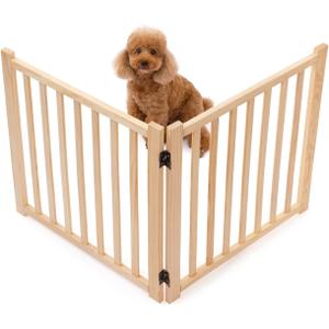 YOCAN Non-Painted Wood FreeStanding Pet Gate for Dogs,Wooden Dog Gates for Doorways, Stairs,The House, Dog Fences Indoor Puppy Gate-2 Panel H:23