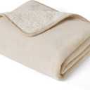 Bedsure Cat Blanket for Indoor Cats - Waterproof Calming Cat Blankets for Kitten, Sherpa Fleece Pet Blanket, Soft Plush Reversible Throw Furniture Protector, 35"x25", Cream