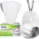 4 Gallon Drawstring Trash Bags, 80 Count - Small White Garbage Bags, Extra Strong & Thick, Tear & Leak Proof for Bathroom, Office, Bedroom, Kitchen Desk Bins​(4 Gallon, 80 PCS), Pack of 2