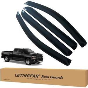 Window Visors Rain Guards for Chevy Silverado 1500/GMC Sierra 1500 Crew Cab 2014 2015 2016 2017 2018 Accessories, Wind Deflectors Vent Shades for Silverado/Sierra