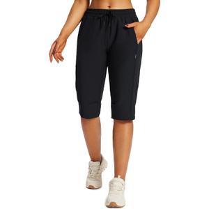 baleaf Women's 15" Hiking Shorts Long Bernuda Cargo Below The Knee Capris Lightweight Quick Dry Elastic Waist for Casual